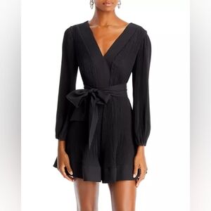 MILLY Liv Belted Pleated Dress Black Size 4